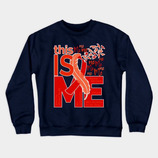 This Is Me - Awareness Feather Ribbon - Red Crewneck Sweatshirt by CuteCoCustom